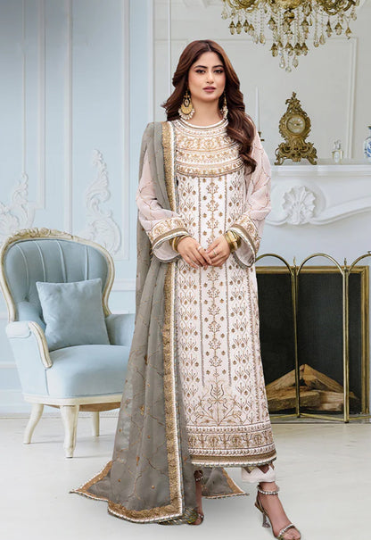 Embroidered Chiffon 3 Piece Unstitched Suit AJCF-D17-25 - Party Wear