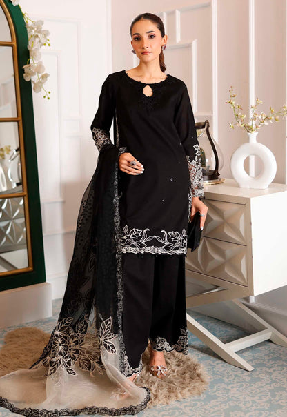 Embroidered Chiffon 3 Piece Unstitched Suit MBL-DW-EA25-67-BLACK - Party Wear