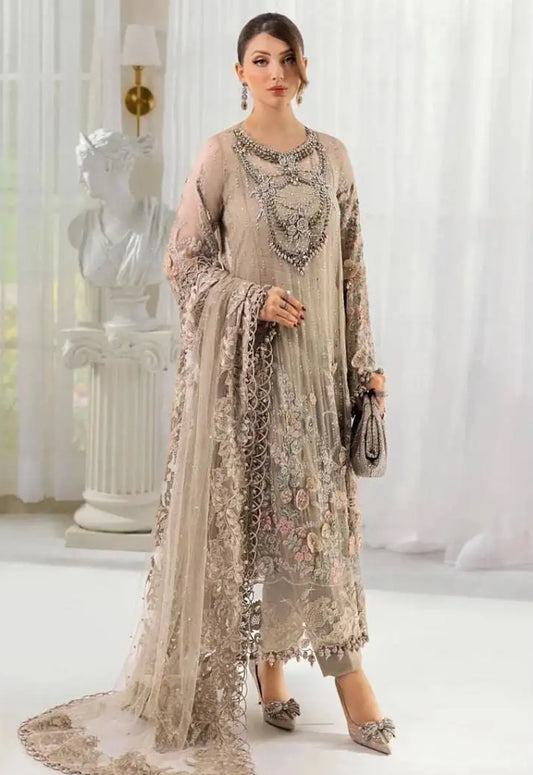 Embroidered Chiffon 3 Piece Unstitched Suit MBC-MPC-25-107 - Party Wear