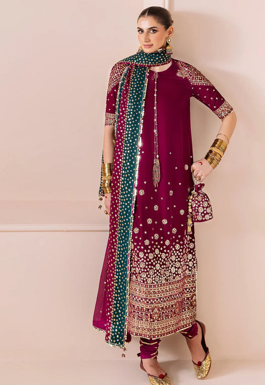 Embroidered Unstitched 3 Piece Velvet Suit JV-CVF-D02-25 - Party Wear