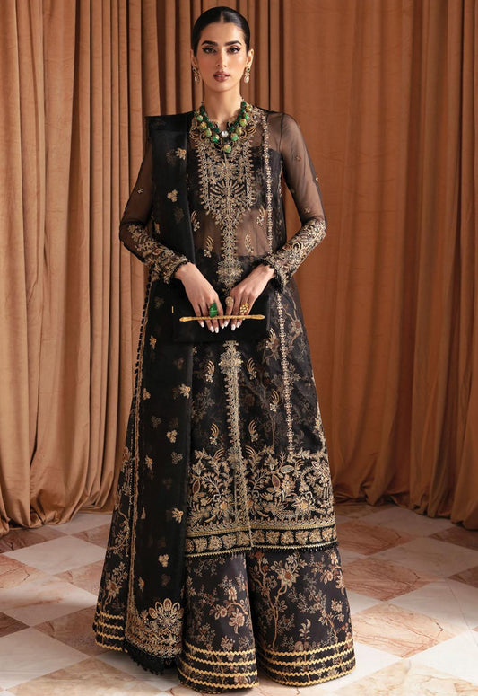 black organza dress pakistani Emaan Adeel Designer Pakistani Chiffon Dress
