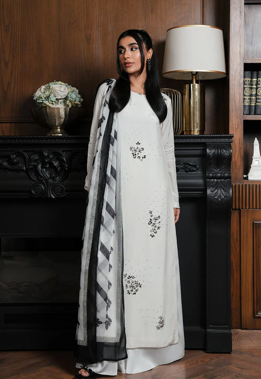 Embroidered Unstitched 3 Piece Silk Suit LL-ABRIL LONG-25 - Party Wear