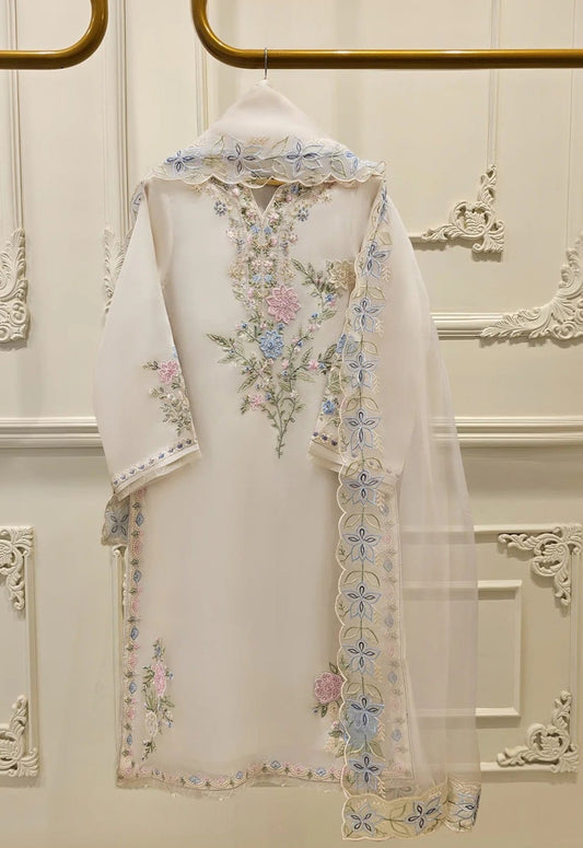 Embroidered Organza 3 Piece Semi Stitched Suit AG-S112013-25 - Party Wear
