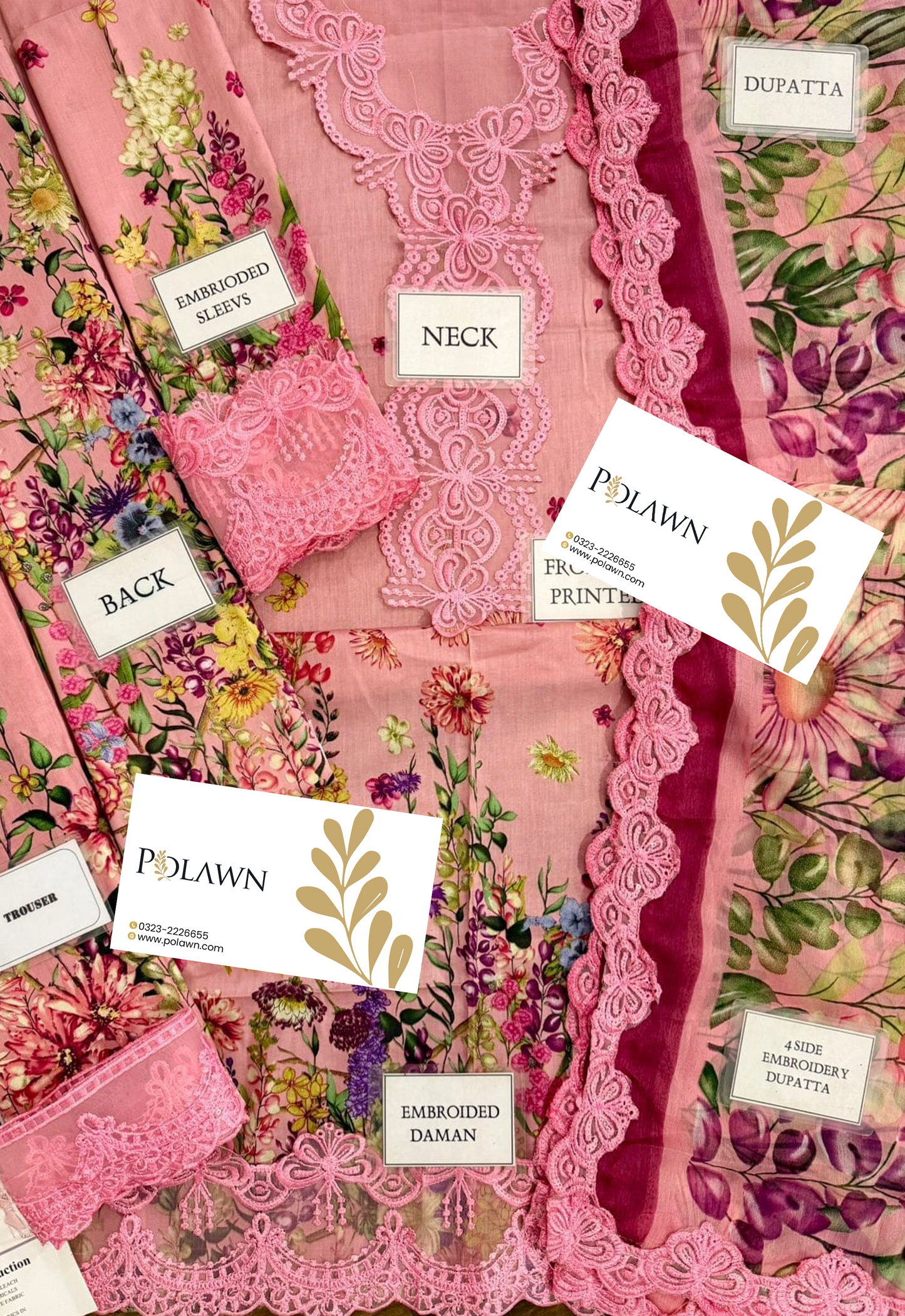 Embroidered Lawn 3 Piece Unstitched Suit MBL-MPT-2603-B-25 - Summer Collection