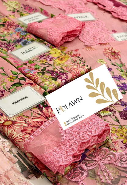 Embroidered Lawn 3 Piece Unstitched Suit MBL-MPT-2603-B-25 - Summer Collection