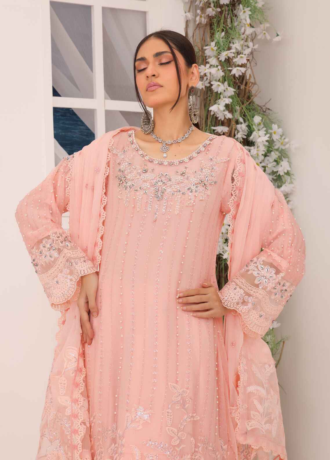 Shehnai By Polawn Embroidered Stitched 3 Piece Chiffon Suit PD-24-1004 - Ready to Wear