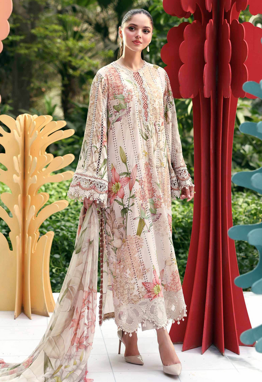 Embroidered Lawn 3 Piece Unstitched Suit MBL-MPT-3006-A-26 - Summer Collection