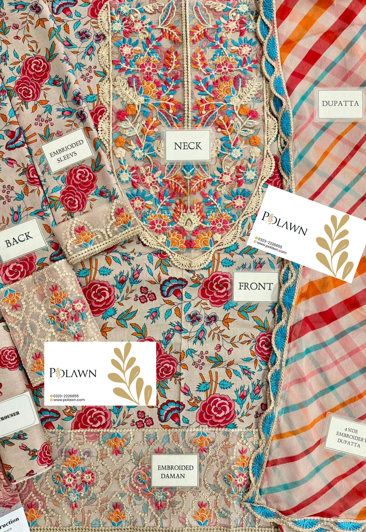 Embroidered Lawn 3 Piece Unstitched Suit ACL-EID-08 - Summer Collection