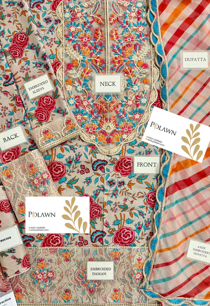 Embroidered Lawn 3 Piece Unstitched Suit ACL-EID-08 - Summer Collection