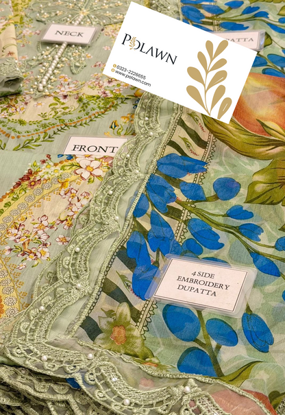Embroidered Lawn 3 Piece Unstitched Suit MBL-MPT-2908-B-26 - Summer Collection