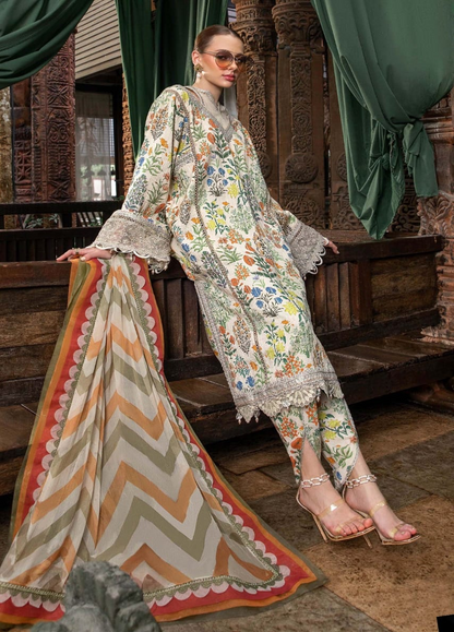 Embroidered Lawn 3 Piece Unstitched Suit MBL-MPT-1808-A-23 - Summer Collection