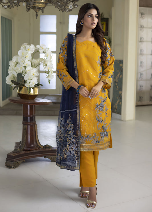 Aashiyan By Polawn Embroidered Stitched 3 Piece Organza Suit PD-23-204 Ready to Wear