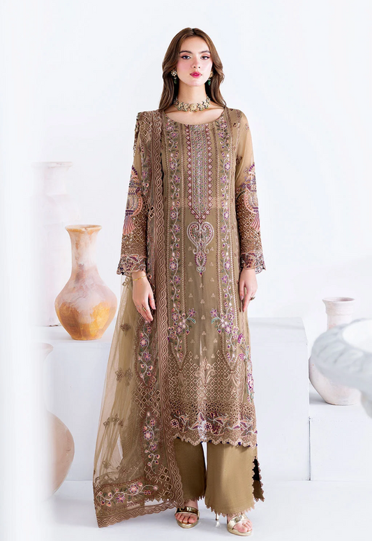 Embroidered Chiffon 3 Piece Unstitched Suit RC-U-210 - Party Wear