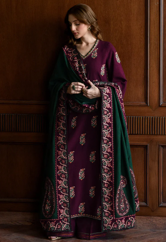 Embroidered Lawn 3 Piece Unstitched Suit ZL-HU-0976-26 - Summer Collection