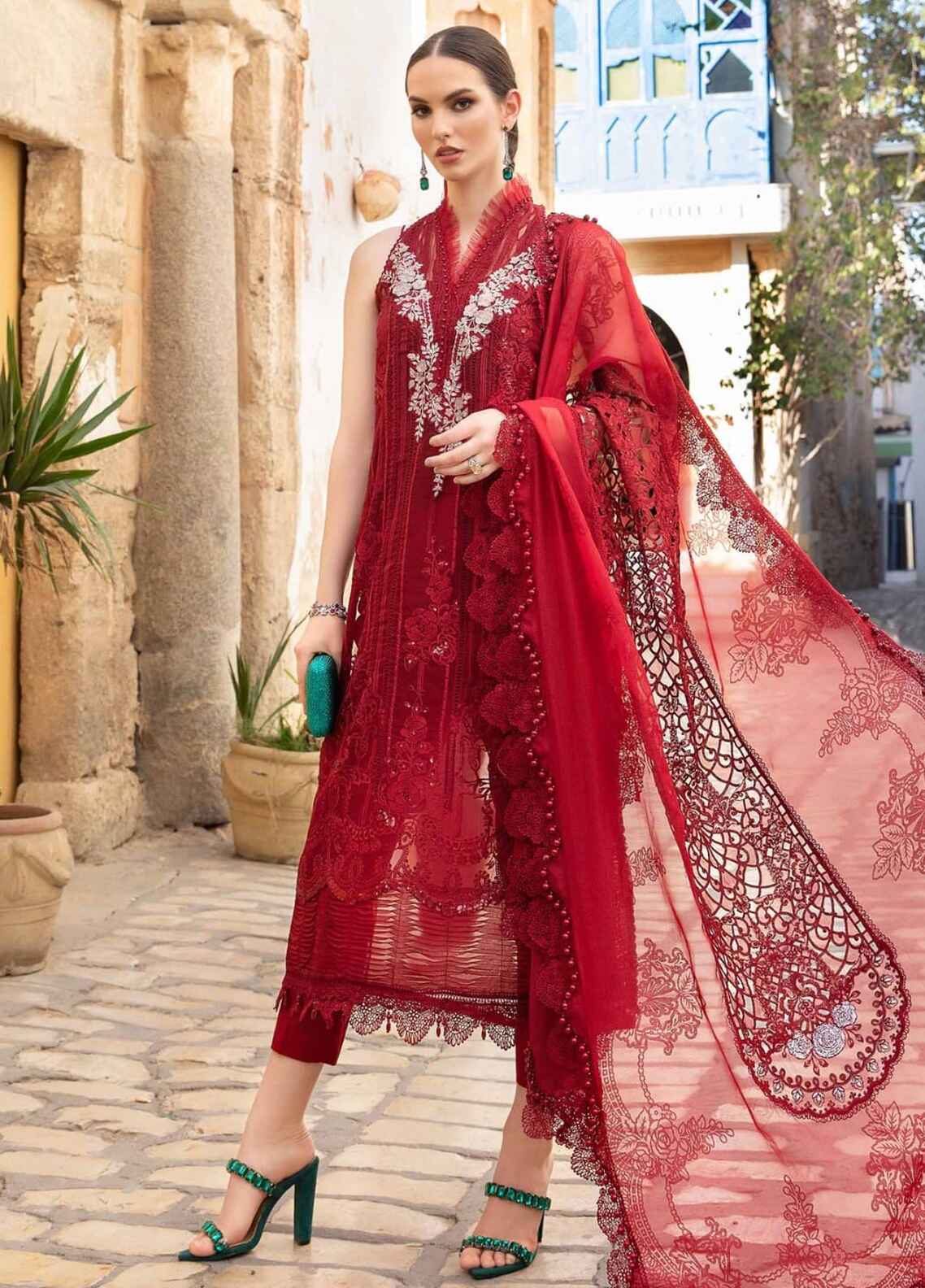 Embroidered Organza 3 Piece Unstitched Suit MBL-D-2401-B-24 - Party Wear