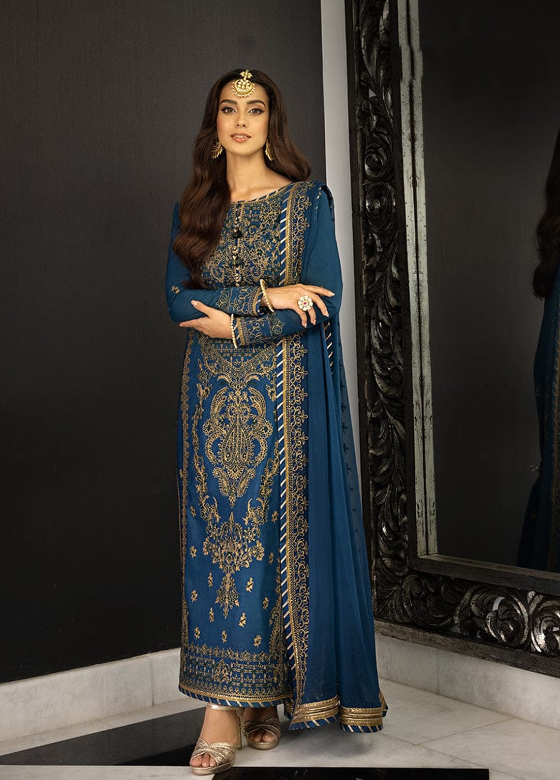 Embroidered Chiffon 3 Piece Unstitched Suit AJRNC-D17- 23-Party Wear