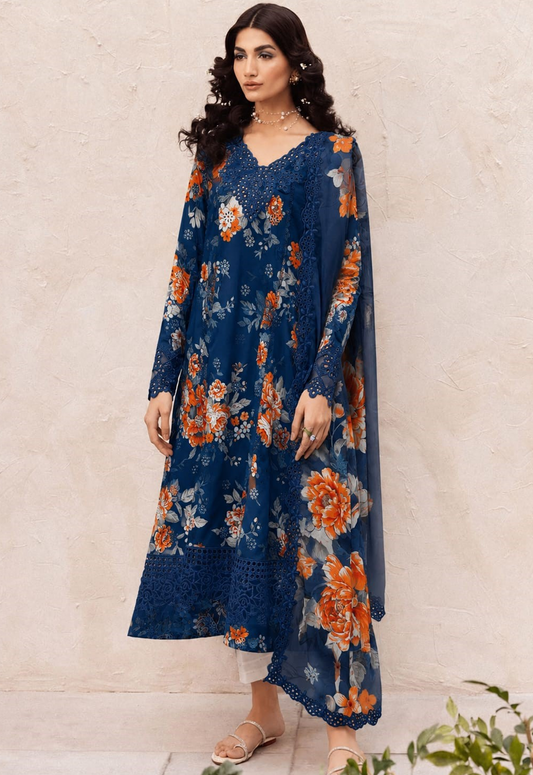 Embroidered Lawn 3 Piece Unstitched Suit IL-DL-09-Whisper-BLUE - Summer Collection