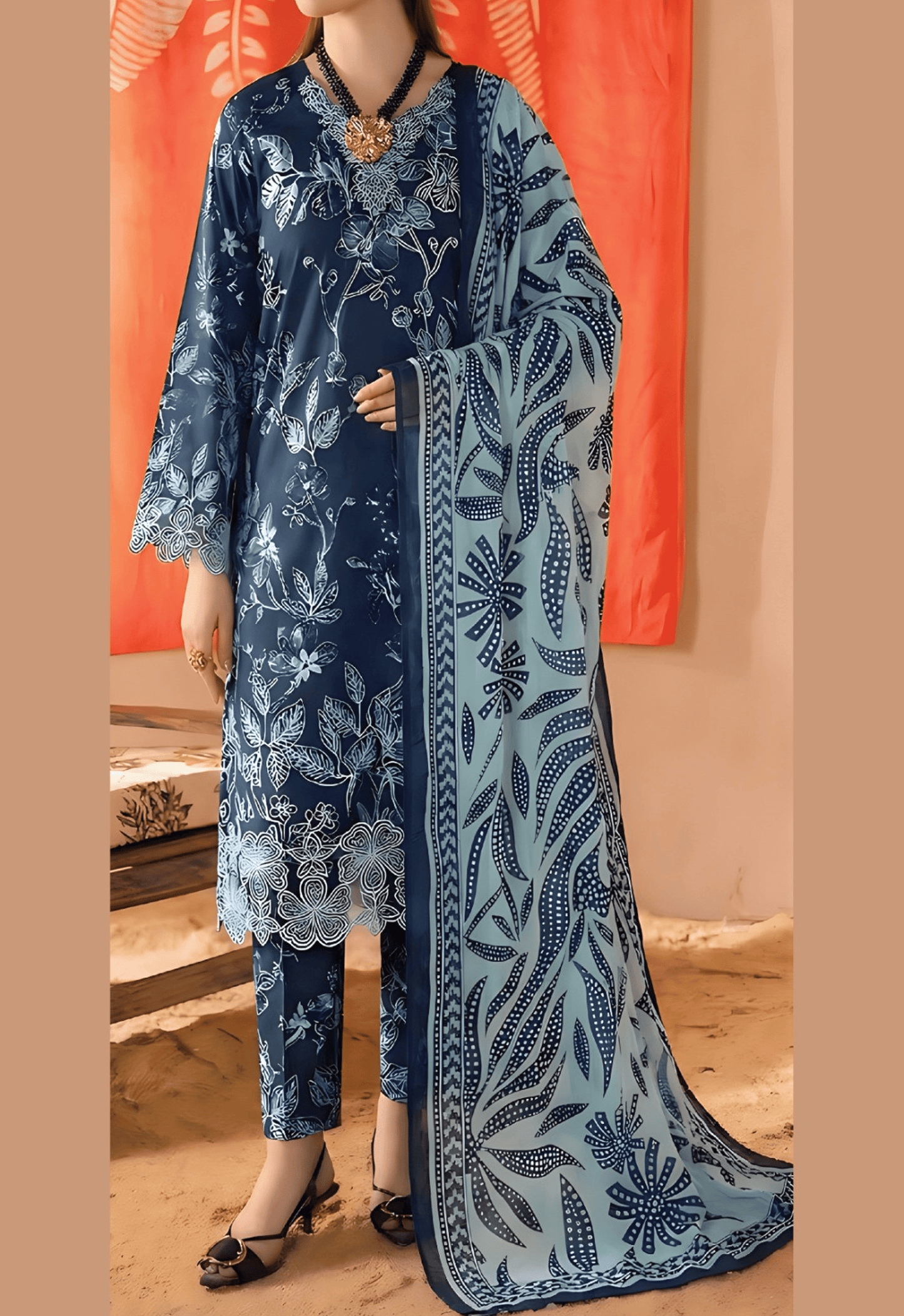 Embroidered Lawn 3 Piece Unstitched Suit NC-NP-465-B - Summer Collection