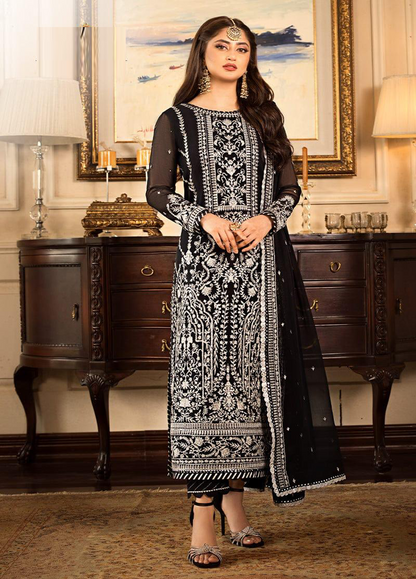 Embroidered  Chiffon 3 Piece Unstitched Suit AJJMC-D21-23 -Party Wear