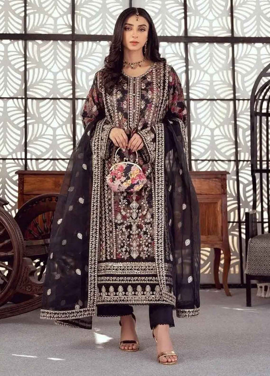 Embroidered Organza 3 Piece Semi Stitched Suit NFC-D04-24-Party Wear