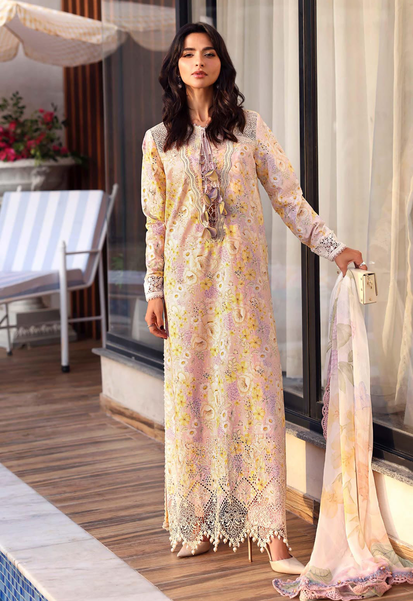 Embroidered Lawn 3 Piece Unstitched Suit MBL-MPT-3007-B-26 - Summer Collection