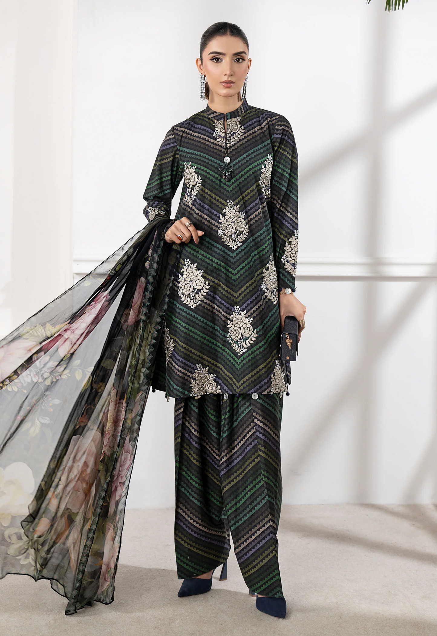 Embroidered Lawn 3 Piece Unstitched Suit MBL-MPT-2705-A-25 - Summer Collection