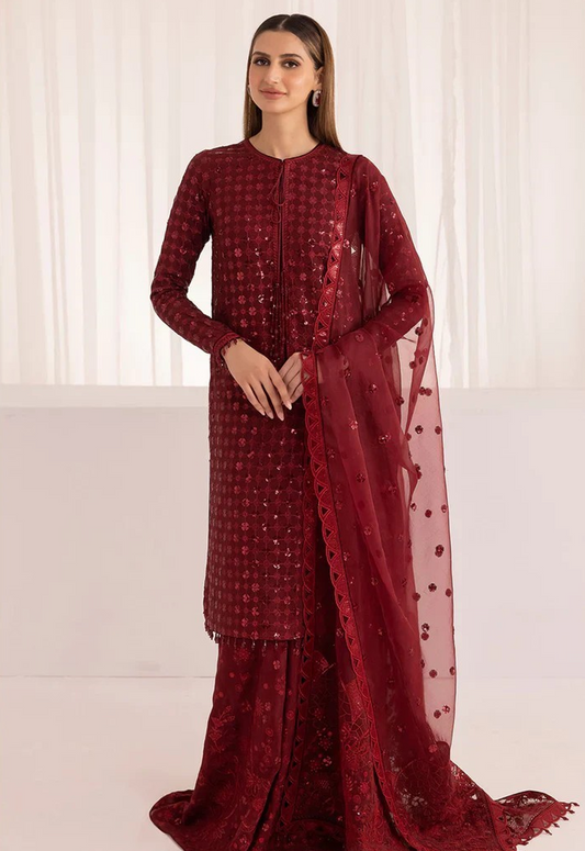 Embroidered Chiffon 3 Piece Unstitched Suit JC-HU-7009 - Summer Collection