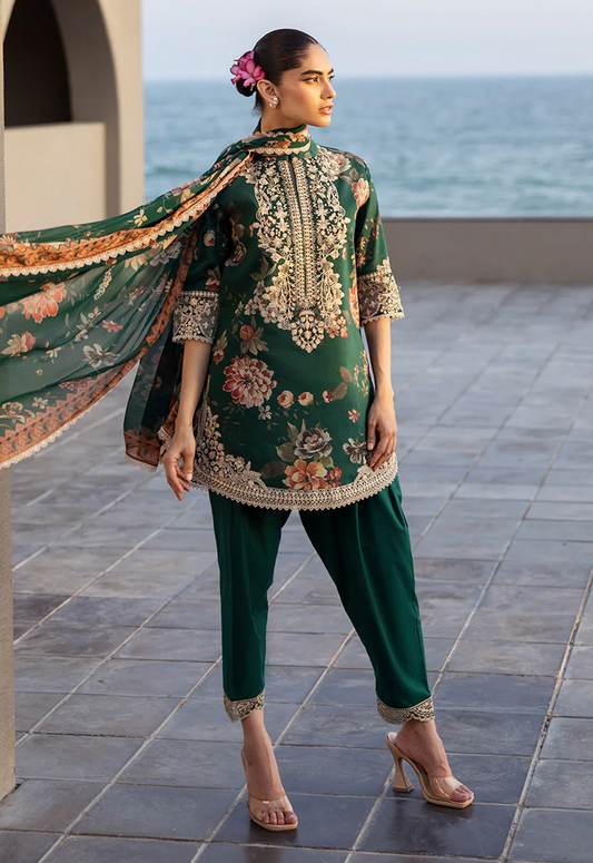 Embroidered Lawn 3 Piece Unstitched Suit ZCL-VELINA-D01-A - Summer Collection