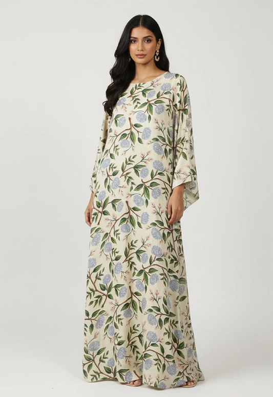 Printed Kaftaan Charmeuse Silk 2 Piece Unstitched Suit SMK-KIREN  Kaftan - Party Wear
