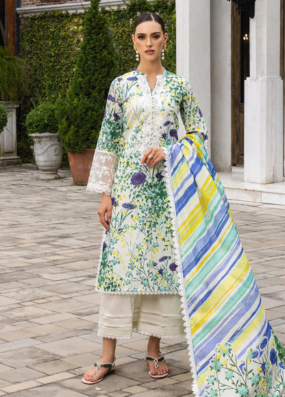 Embroidered Lawn 3 Piece Unstitched Suit ZCL-FROSTY-ORCHID-10A-23 - Summer Collection