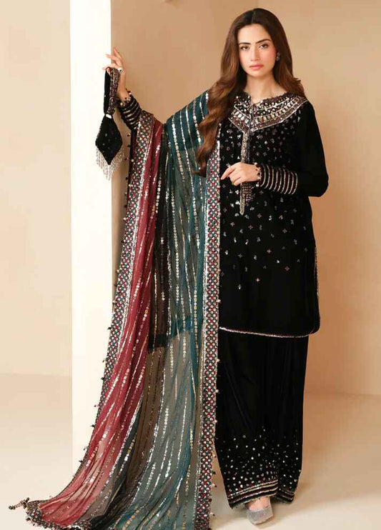 Embroidered Unstitched 3 Piece Velvet Suit JV-VF-2037 - Party Wear