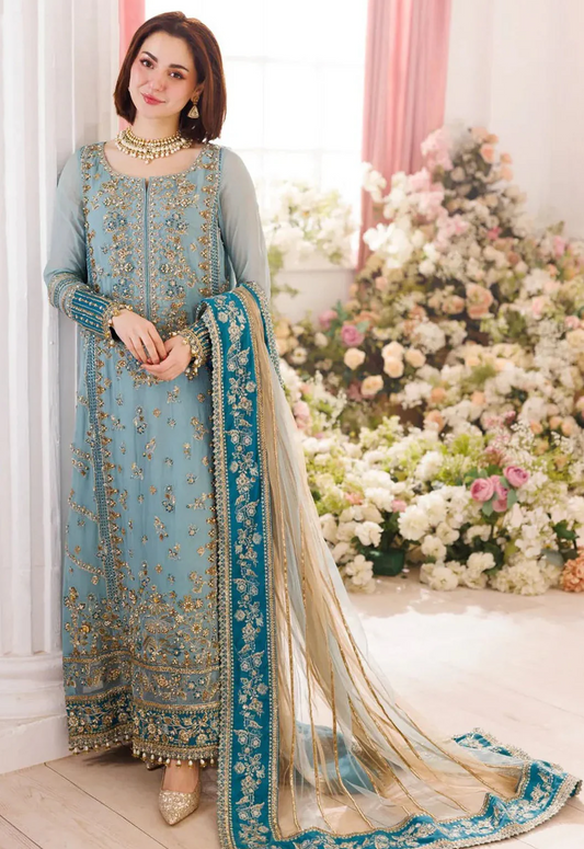 Embroidered Chiffon 3 Piece Unstitched Suit CC-HU-DJR6-05 - Party Wear