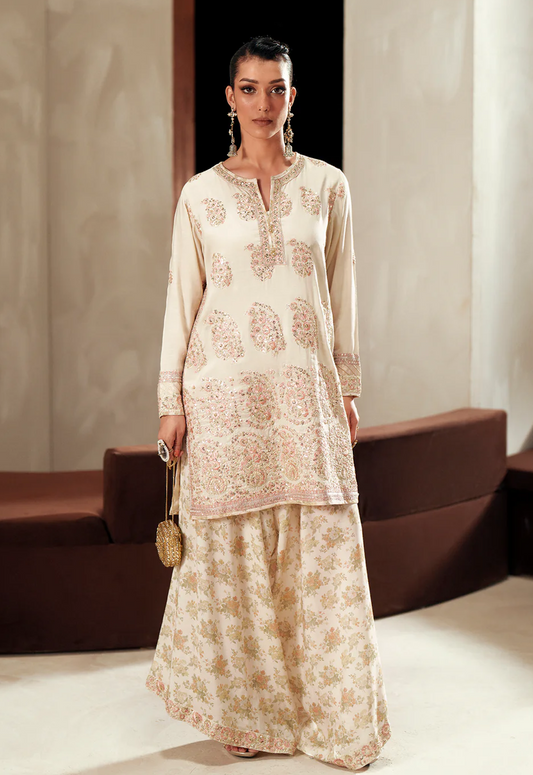 Embroidered Raw Silk 3 Piece Unstitched Suit EK-HU-E1114/104/004 - Party Wear