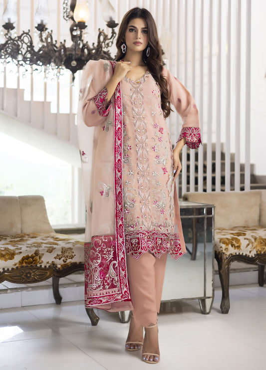 Aashiyan By Polawn Embroidered Stitched 3 Piece Organza Suit PD-23-206 Ready to Wear