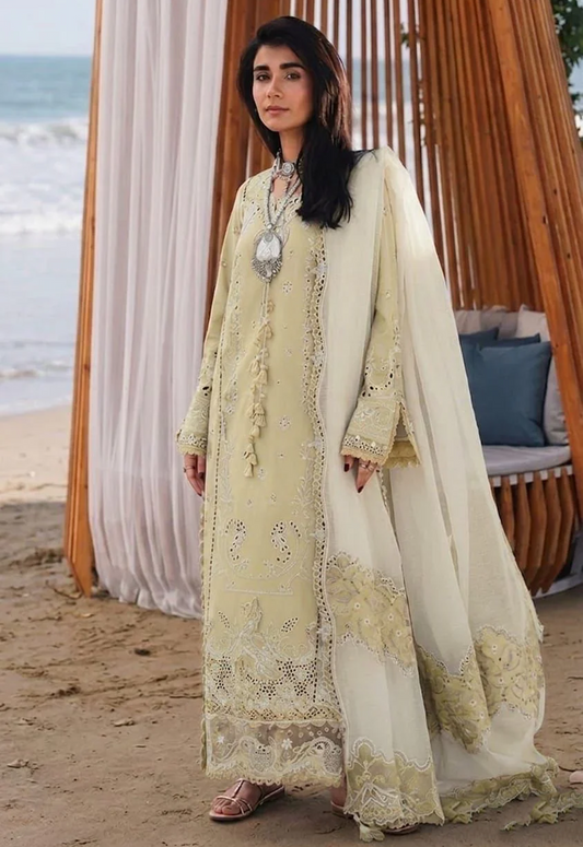 Embroidered Lawn 3 Piece Unstitched Suit DHANI-QL-WM-SA-08 - Summer Collection