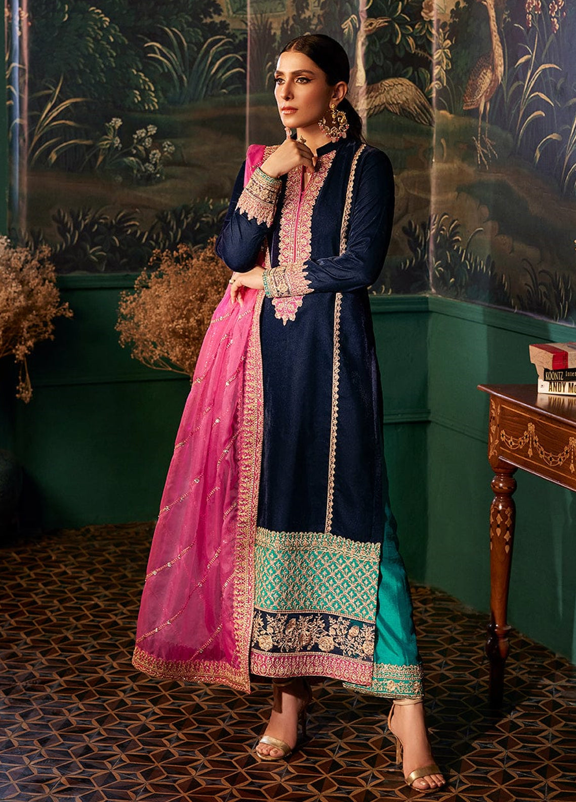 Embroidered Unstitched 3 Piece Velvet Suit ZCV-Amira-23- Party Wear