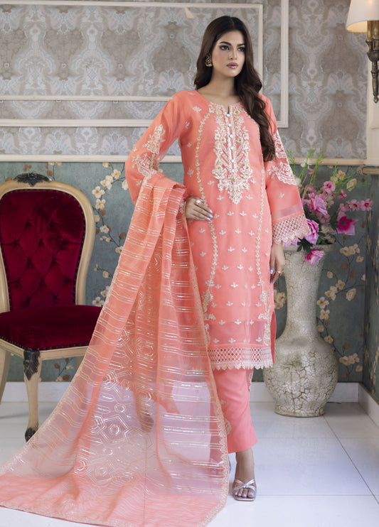 Aashiyan By Polawn Embroidered Stitched 3 Piece Organza Suit PD-23-203 Ready to Wear