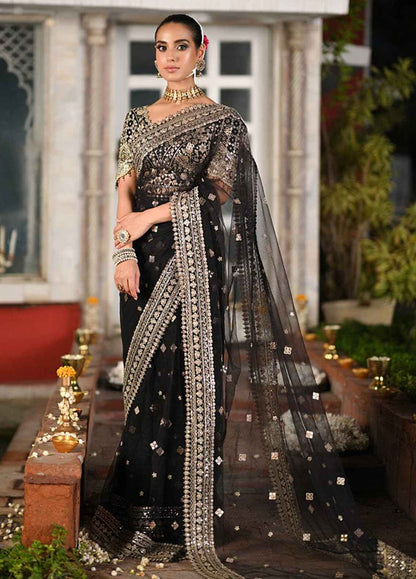 Embroidered Silk 3 Piece Unstitched Saree QC-RF-08-MINHA-24 - Party Wear