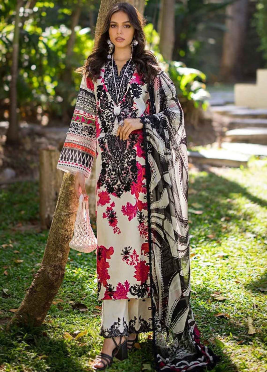 Embroidered Lawn 3 Piece Unstitched Suit ESL-01B-CLAUDIA - Summer Collection