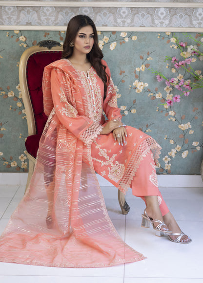 Aashiyan By Polawn Embroidered Stitched 3 Piece Organza Suit PD-23-203 Ready to Wear