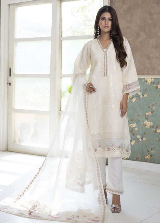 Aashiyan By Polawn Embroidered Stitched 3 Piece Organza Suit PD-23-201 Ready to Wear