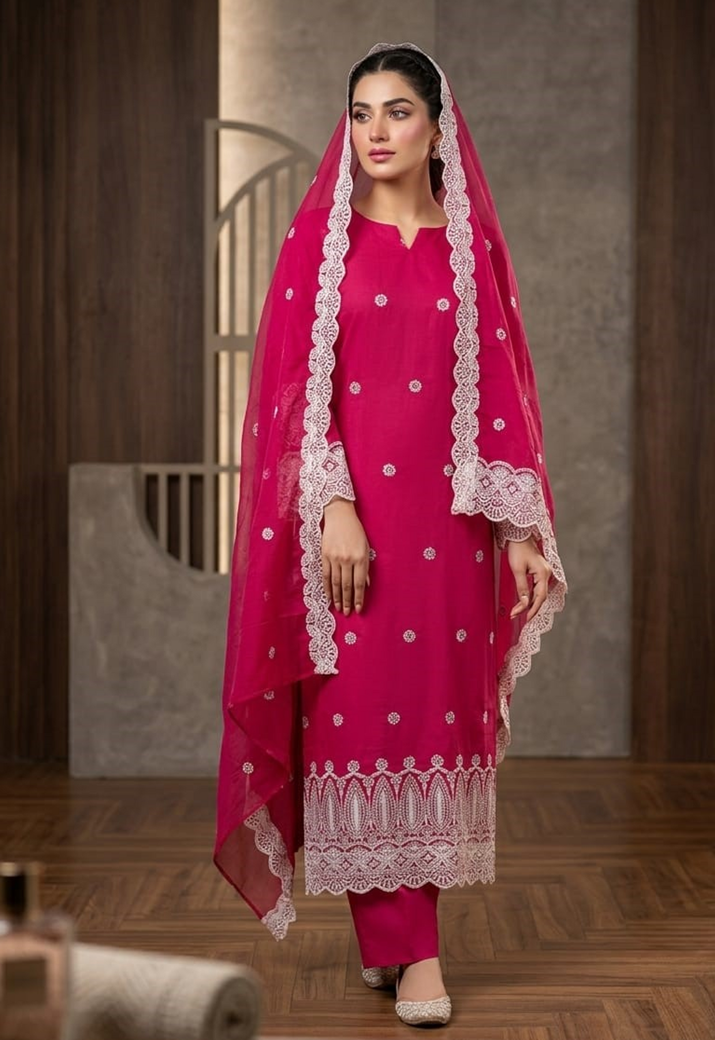 Embroidered Lawn 3 Piece Unstitched Suit ATISHI-CHIKKENKARI - Summer Collection