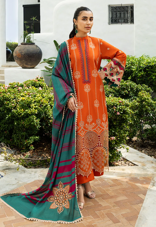 Embroidered Lawn 3 Piece Unstitched Suit ZCL-WM-ZYNAH-1A - Summer Collection
