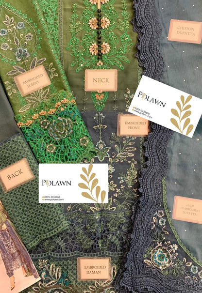 Embroidered Chiffon 3 Piece Unstitched Suit MBC-MPC-25-106 - Party Wear