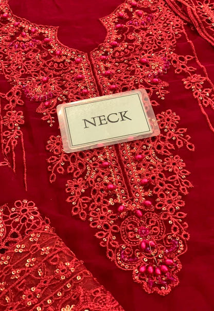 Embroidered Chiffon 3 Piece Unstitched Suit QC-WC-02 SIOFE-25 - Party Wear