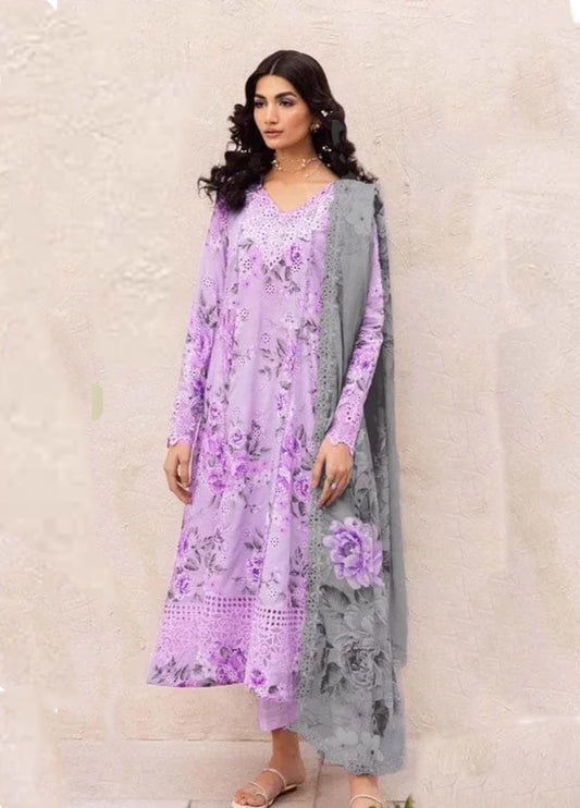 Embroidered Lawn 3 Piece Unstitched Suit PURPLE-IL-DL-09-Whisper-PURPLE - Summer Collection