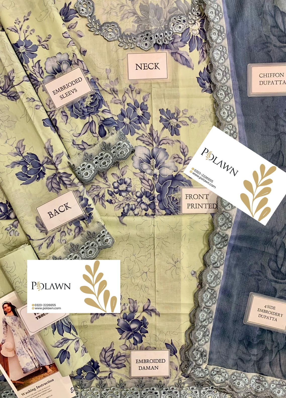 Embroidered Lawn 3 Piece Unstitched Suit IL-UE-390 - Summer Collection