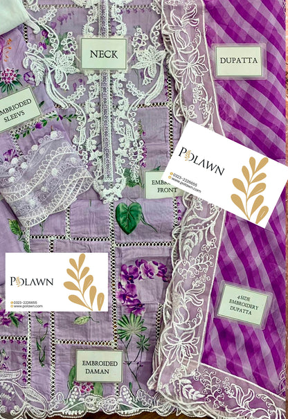 Embroidered Lawn 3 Piece Unstitched Suit CSSL-D07-A-25 - Summer Collection