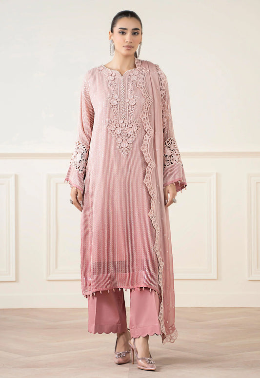 Embroidered Chiffon 3 Piece Unstitched Suit MBC-SF-EA25-03-PINK - Party Wear