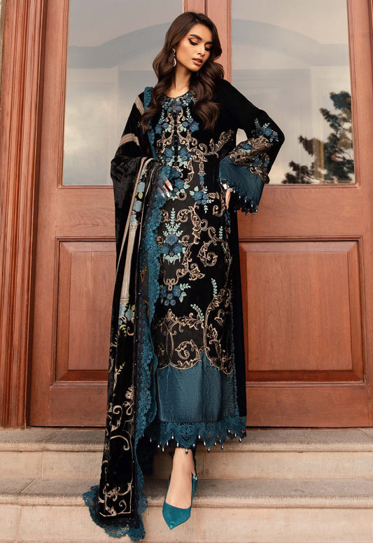 Embroidered Unstitched 3 Piece Velvet Suit MBL-DL-1208 - Party Wear